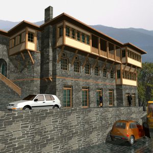 Detached houses complex with front store, Metsovo